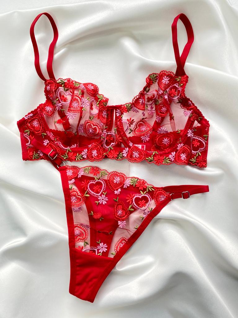 Ensemble Lingerie Séduction Rouge A-133